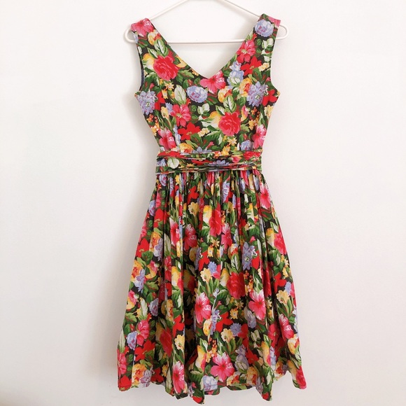 Vintage 1950s garden party dress Small DR - Picture 4 of 4